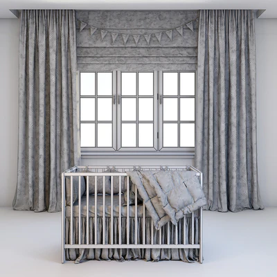 Set for baby - crib Ikea and curtains — Ver 2
