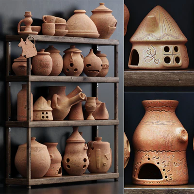 Dishes clay n20 / Clay crockery shelf no.20 — Ver 1