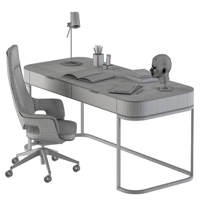 Gray and Black Writing Desk - Office Set 180 — Ver 6