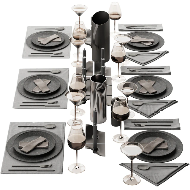 063 Tableware decor set 01 dark matte 00 — Скачать
