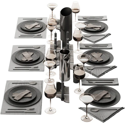063 Tableware decor set 01 dark matte 00 — Вид 1