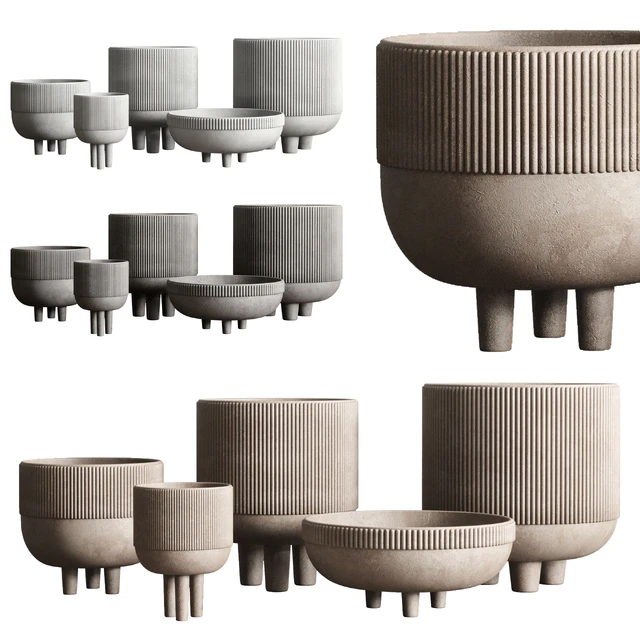 Vase Concrete Indoor Outdoor Set 03 — Descargar