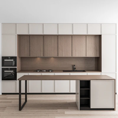 Kitchen Modern - White and Wood with Island 58 — Ver 1