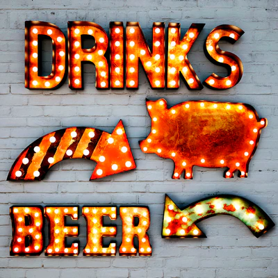 Lighted Metal sign. Set 3 — Ver 1