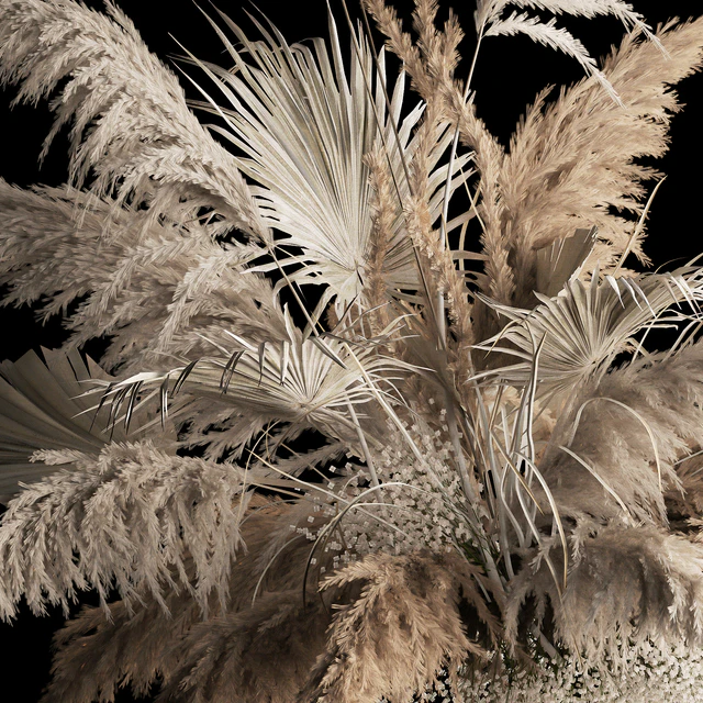 Installation suspension of white dried flowers, branches of pampas grass, dry reeds, wedding decor. 257. — Descargar
