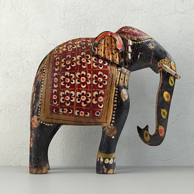 Vintage Indian Solid Wood Elephant — Descargar