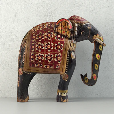 Vintage Indian Solid Wood Elephant — Ver 1