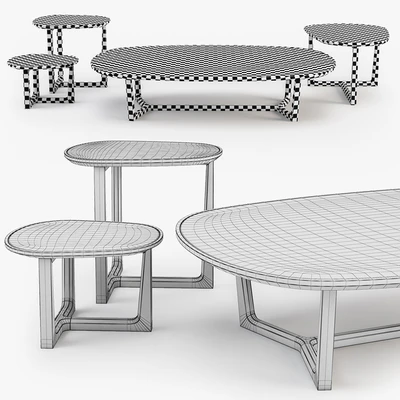 Poliform Tridente coffee tables set — Ver 2