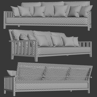 Three-seater garden sofa / Трехместный деревянный диван — Вид 4