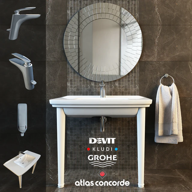 Смеситель KLUDI Balance, умывальник Devit retro, кольцо Grohe ESSENTIALS, плитка Atlas Concorde Marvel — Скачать