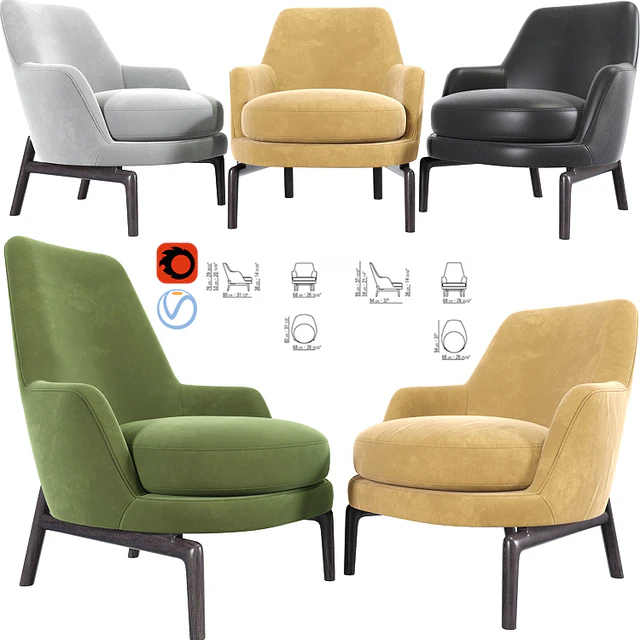 Leda Flexform Armchair Set 02 — Скачать