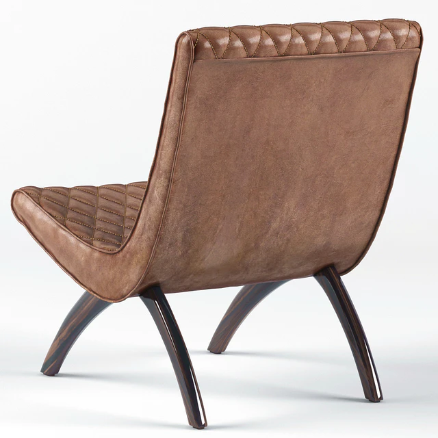 Danforth Mid Century Modern Chestnut Quilted Leather Chair — Descargar