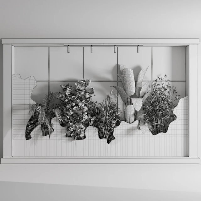 Vertical Wall Garden With concrete frame - wall decor houseplants indoor 02 — Скачать