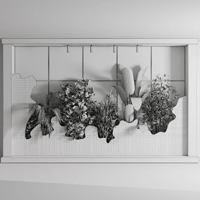 Vertical Wall Garden With concrete frame - wall decor houseplants indoor 02 — Вид 5