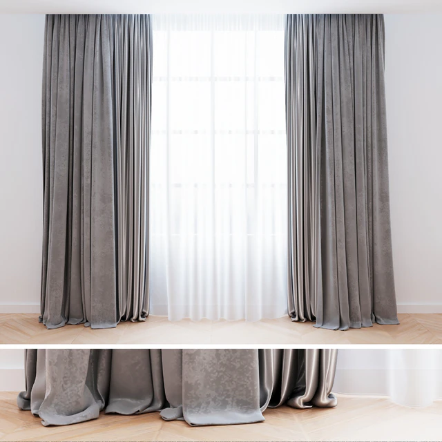 Curtains gray velvet with tulle | Curtains are modern — Descargar