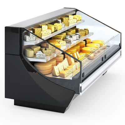 HitLine refrigerated display case with cheese — Ver 3
