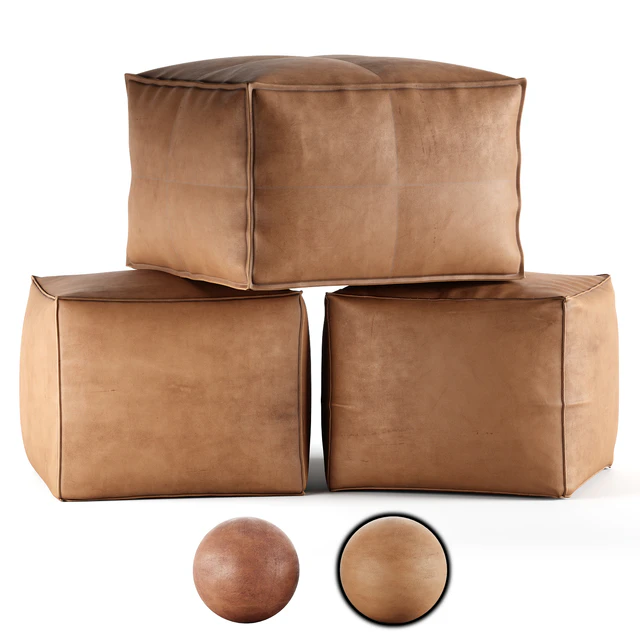Mindaliving - Cube Leather Ottoman Pouf with Plaids — Скачать