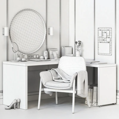 IKEA MALM corner dressing table and workplace — Ver 3