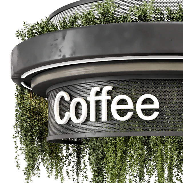 Coffee  Reception Desk With Plants - Restaurant Set 1393 — Скачать