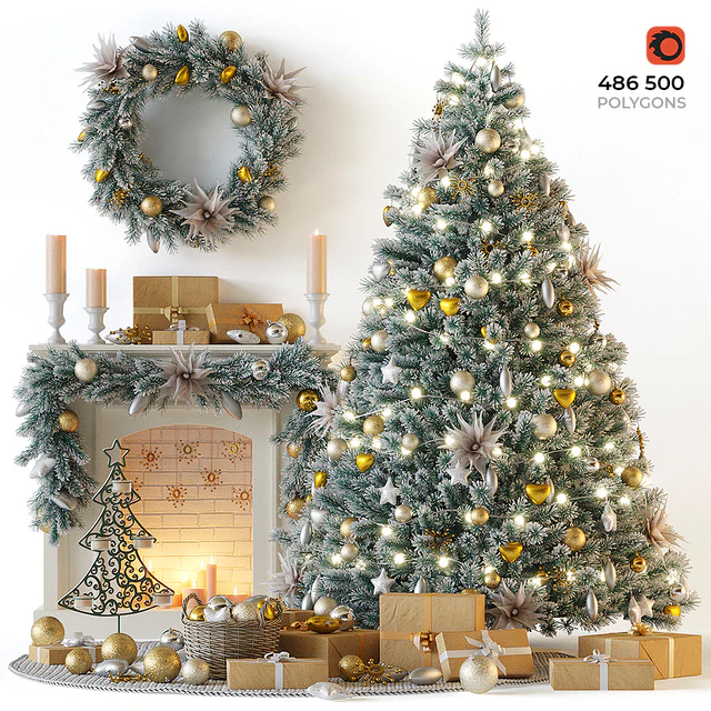 Christmas tree with fireplace — Descargar