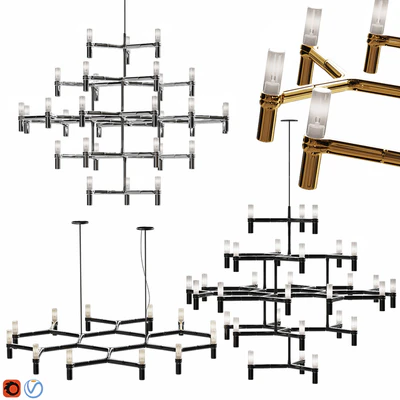 Equinox set chandeliers Gold, Black, Nickel — Ver 2