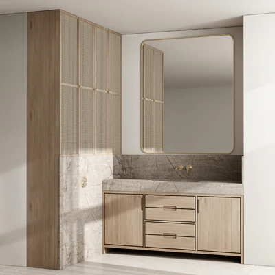L-shaped Bathroom furniture by inbani faucet set 89 — Ver 4