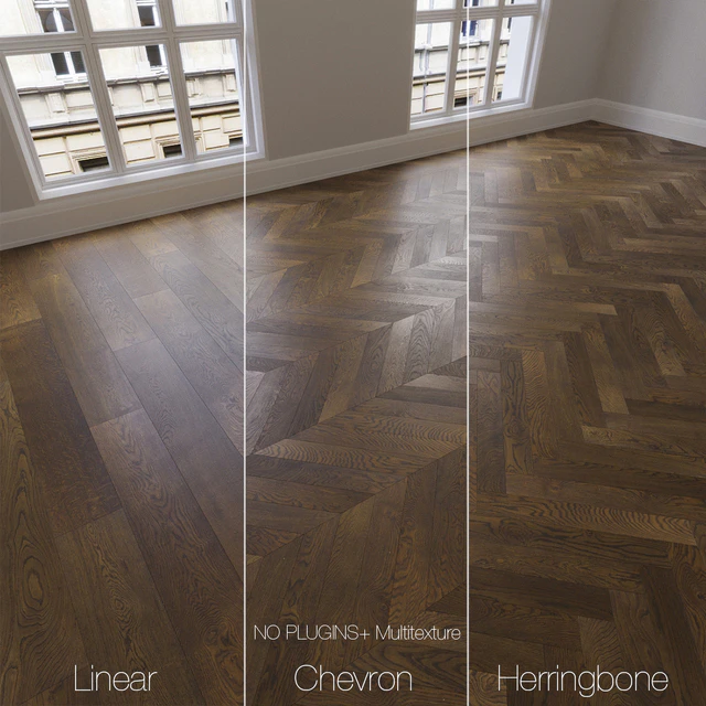 Parquet natural, oak smoked, 3 kinds. Linear, chevron, herringbone. — Descargar