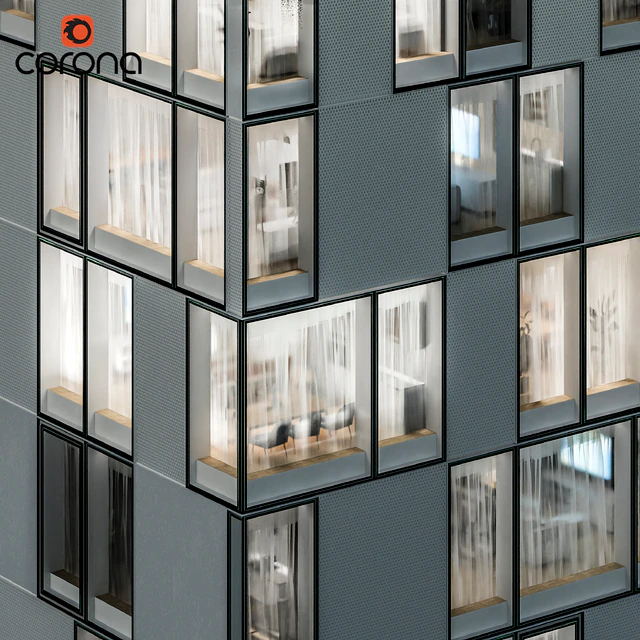 Modern residential building 08 | night + interiors — Descargar