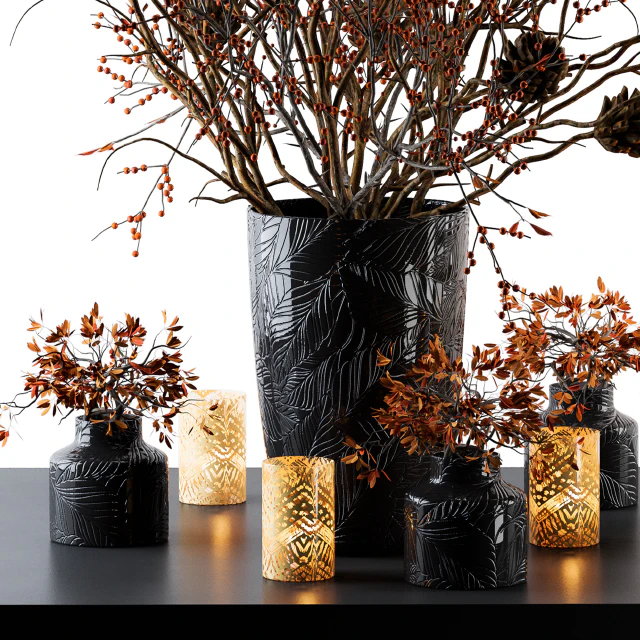 Decorative Set Berry and Branches with lantern — Скачать