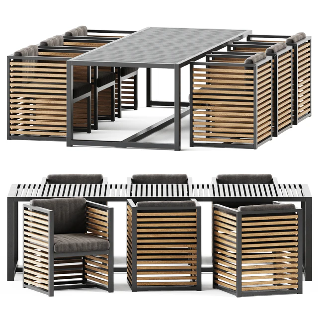 Outdoor Table and Armchair Dna teak by Gandia Blasco / Outdoor furniture — Descargar