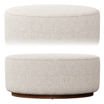Sinclair Large Round Boucle Ottoman Whistler Oyster Suede by Four Hands — Ver 3