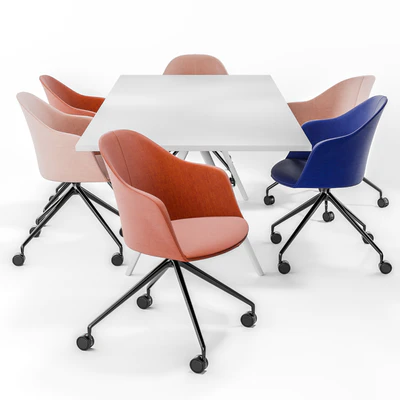 Arper Cila Armchair Trestle Fixed and Meety Plasic Table — Ver 5