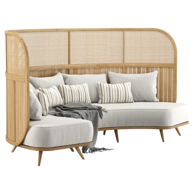 Garden round sofa R157 High back / Полукруглый диван из ротанга — Скачать