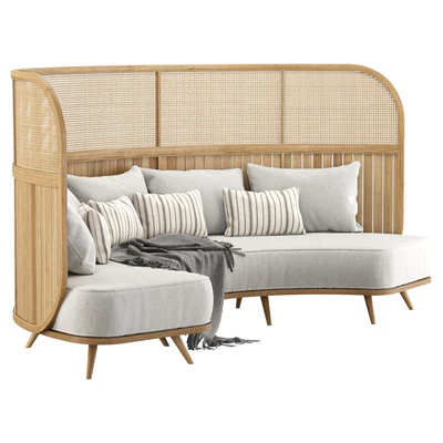 Garden round sofa R157 High back / Полукруглый диван из ротанга — Вид 3