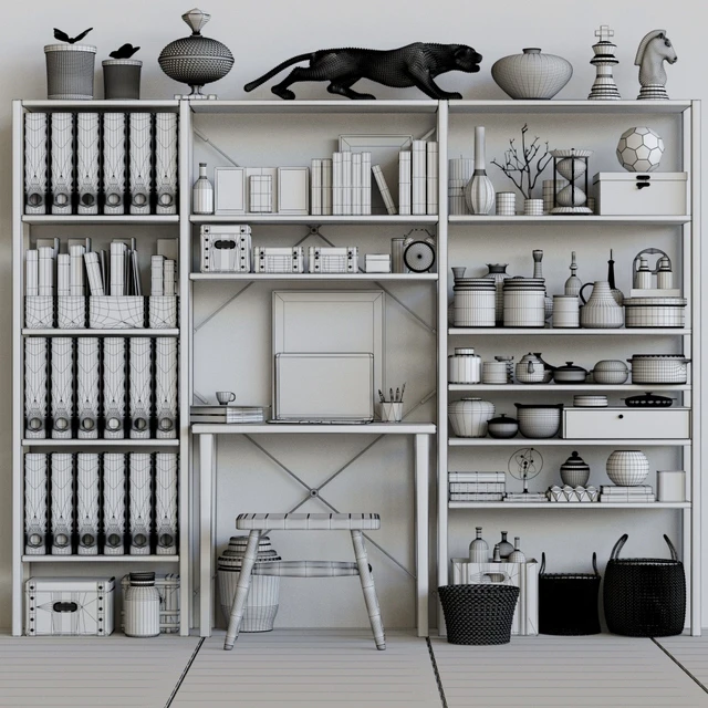 Large wardrobe with decor, books and accessories 3 — Descargar