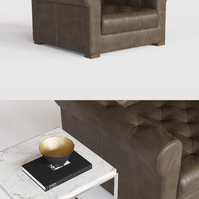 MODENA CHESTERFIELD LEATHER CHAIR AND HALF — Descargar