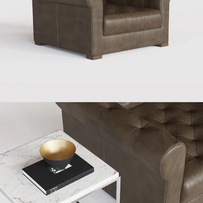 MODENA CHESTERFIELD LEATHER CHAIR AND HALF — Ver 2