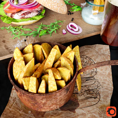 Burgers with potatoes and beer — Ver 3
