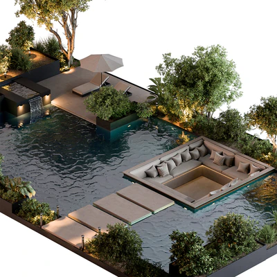 Landscape Furniture Backyard with Pool 96 — Ver 5
