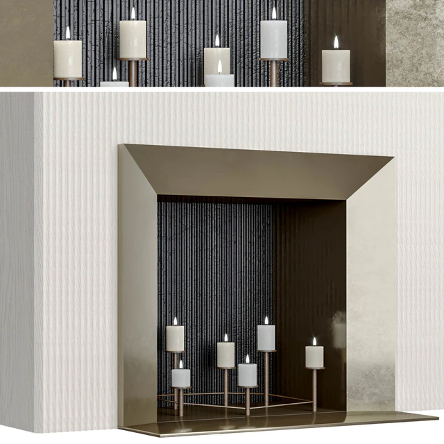 Retro fireplace with candles — Скачать