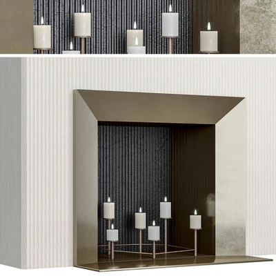 Retro fireplace with candles — Вид 3