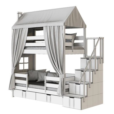 Children's 2-tiered bed house Madrid — View 3