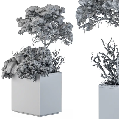 Outdoor Plants tree in Concrete Pot Snow - Set 108 — Ver 3