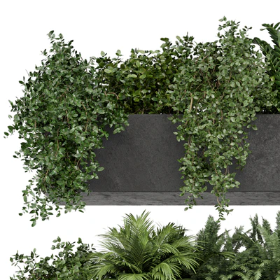 Hanging Plants in rusty Concrete Pot - Set 589 — Вид 7