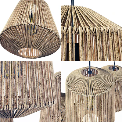Lamp wood rotang wicker barrel / Светильник плетеный из ротанга бочка — Вид 5