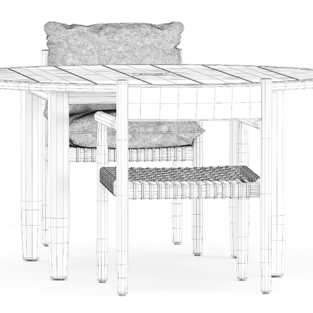 Tibbo Armchair and dining round table by Dedon — Скачать