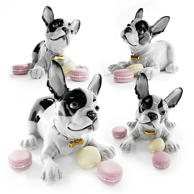 French Bulldog with Macarons Dog Figurine — Descargar