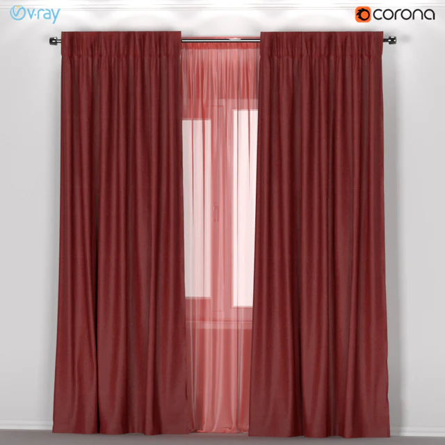 IKEA ANNACAISE - brown-red thick curtains made of polyester + tulle. — Descargar