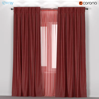 IKEA ANNACAISE - brown-red thick curtains made of polyester + tulle. — Ver 1