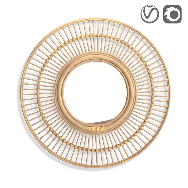 Round rattan mirror Nogu — Descargar